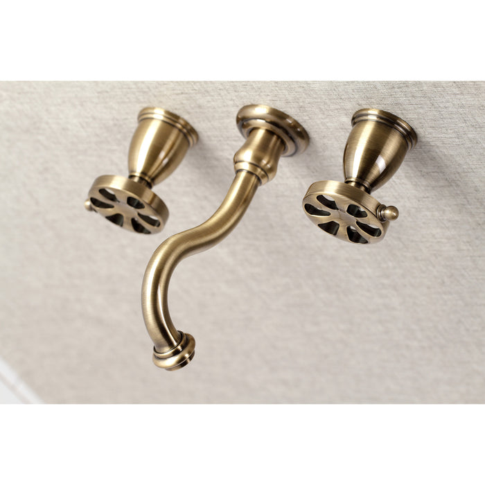 Kingston Tulare KS3023RX - Belknap Two-Handle 3-Hole Wall Mount Tub Faucet, Antique Brass