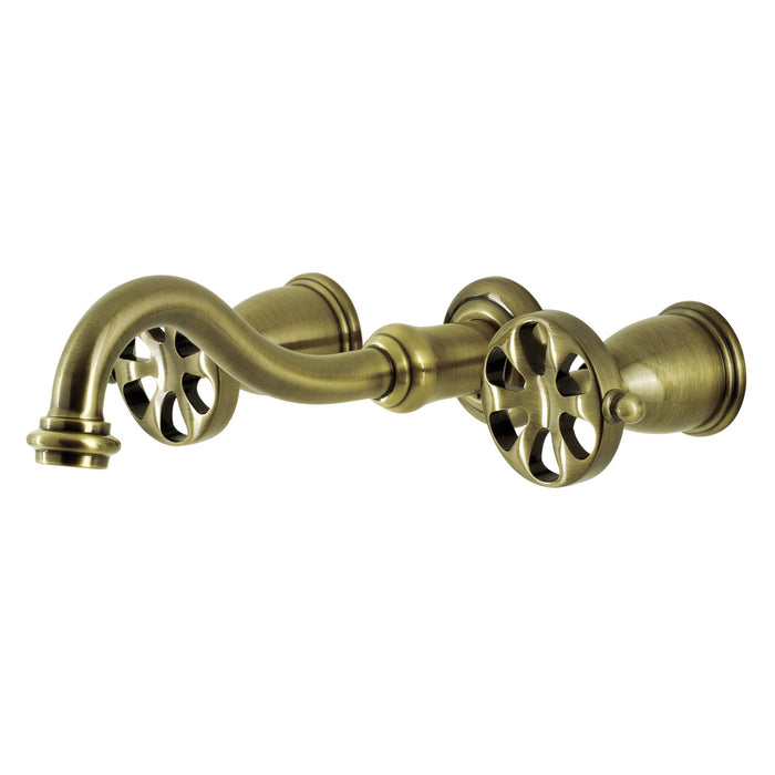 Kingston Tulare KS3023RX - Belknap Two-Handle 3-Hole Wall Mount Tub Faucet, Antique Brass