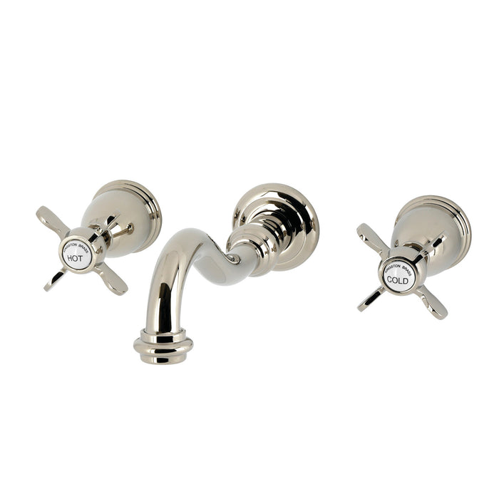 Kingston Heirloom KS3026BEX - Essex Two-Handle 3-Hole Wall Mount Tub Faucet, Polished Nickel