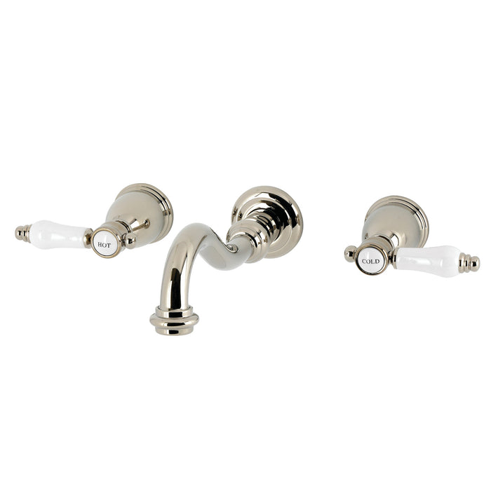 Kingston Heirloom KS3026BPL - Bel-Air Two-Handle 3-Hole Wall Mount Roman Tub Faucet, Polished Nickel