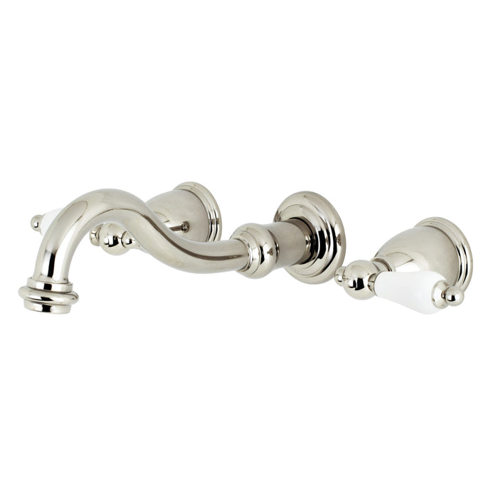 Kingston Heirloom KS3026PL - Restoration Two-Handle 3-Hole Wall Mount Tub Faucet, Polished Nickel