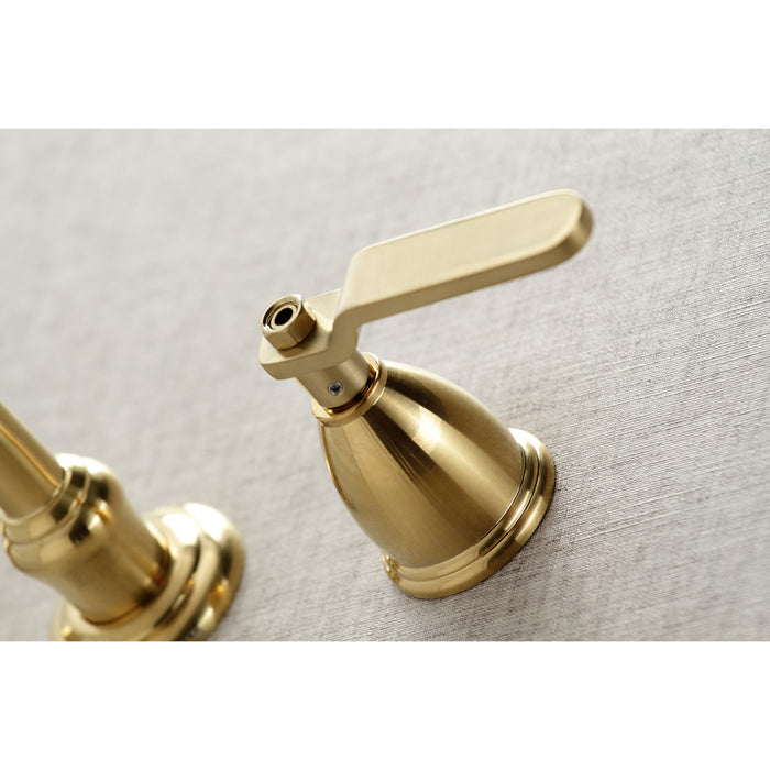 Kingston Tulare KS3027KL - Whitaker Two-Handle 3-Hole Wall Mount Tub Faucet, Brushed Brass