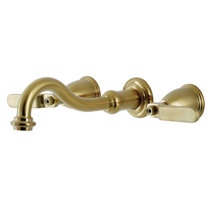 Kingston Tulare KS3027KL - Whitaker Two-Handle 3-Hole Wall Mount Tub Faucet, Brushed Brass