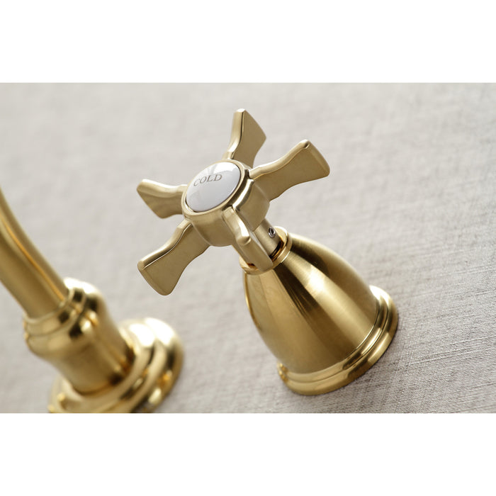 Kingston Heirloom KS3027NX - Hamilton Two-Handle 3-Hole Wall Mount Tub Faucet, Brushed Brass