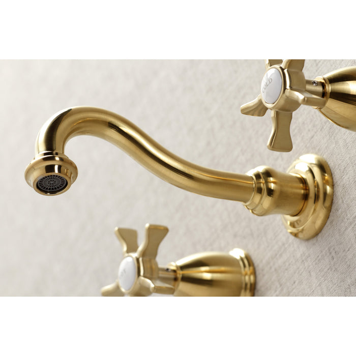 Kingston Heirloom KS3027NX - Hamilton Two-Handle 3-Hole Wall Mount Tub Faucet, Brushed Brass