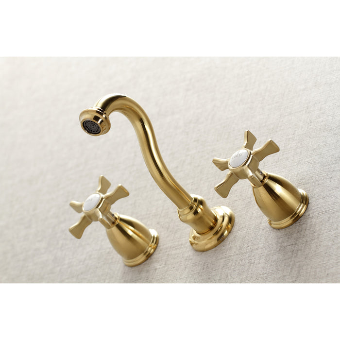 Kingston Heirloom KS3027NX - Hamilton Two-Handle 3-Hole Wall Mount Tub Faucet, Brushed Brass