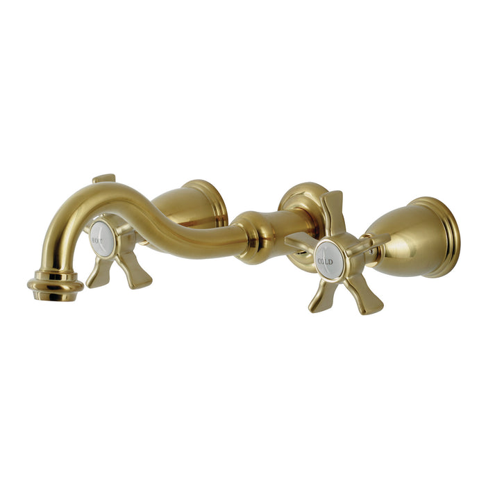 Kingston Heirloom KS3027NX - Hamilton Two-Handle 3-Hole Wall Mount Tub Faucet, Brushed Brass