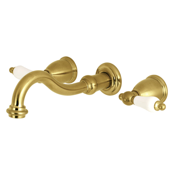 Kingston Heirloom KS3027PL - Restoration Two-Handle 3-Hole Wall Mount Tub Faucet, Brushed Brass