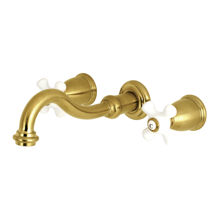 Kingston Heirloom KS3027PX - Restoration Two-Handle 3-Hole Wall Mount Tub Faucet, Brushed Brass