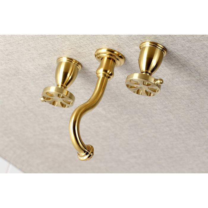Kingston Tulare KS3027RX - Belknap Two-Handle 3-Hole Wall Mount Tub Faucet, Brushed Brass