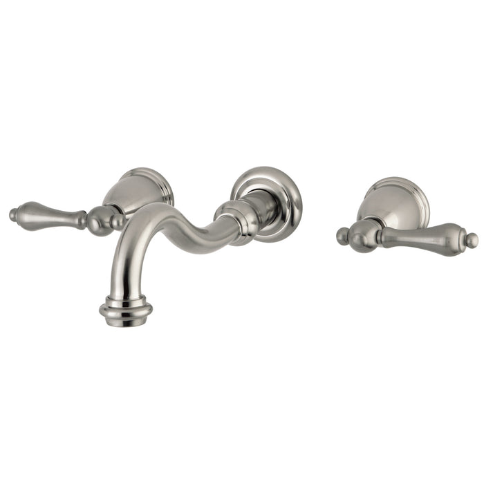 Kingston Heirloom KS3028AL - Restoration Two-Handle 3-Hole Wall Mount Tub Faucet, Brushed Nickel