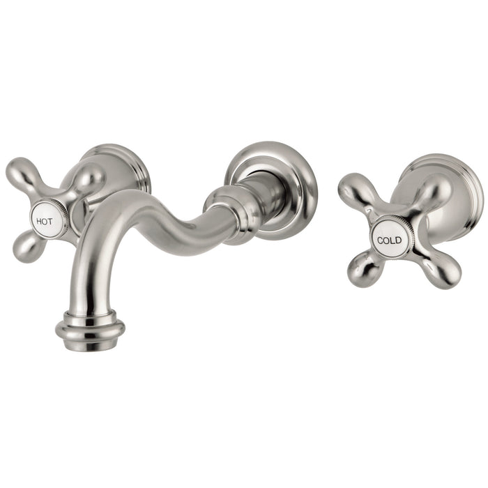 Kingston Heirloom KS3028AX - Restoration Two-Handle 3-Hole Wall Mount Tub Faucet, Brushed Nickel