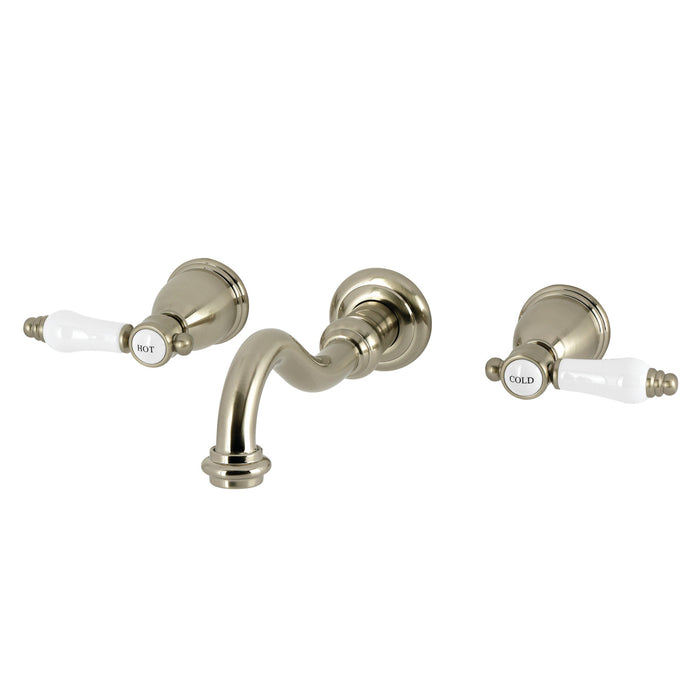 Kingston Heirloom KS3028BPL - Bel-Air Two-Handle 3-Hole Wall Mount Roman Tub Faucet, Brushed Nickel