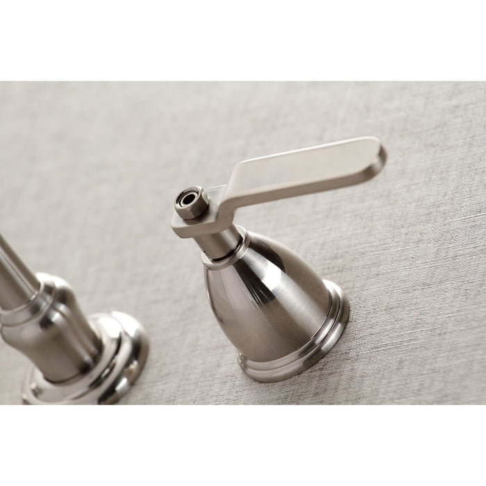 Kingston Tulare KS3028KL - Whitaker Two-Handle 3-Hole Wall Mount Tub Faucet, Brushed Nickel