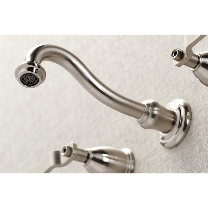 Kingston Tulare KS3028KL - Whitaker Two-Handle 3-Hole Wall Mount Tub Faucet, Brushed Nickel