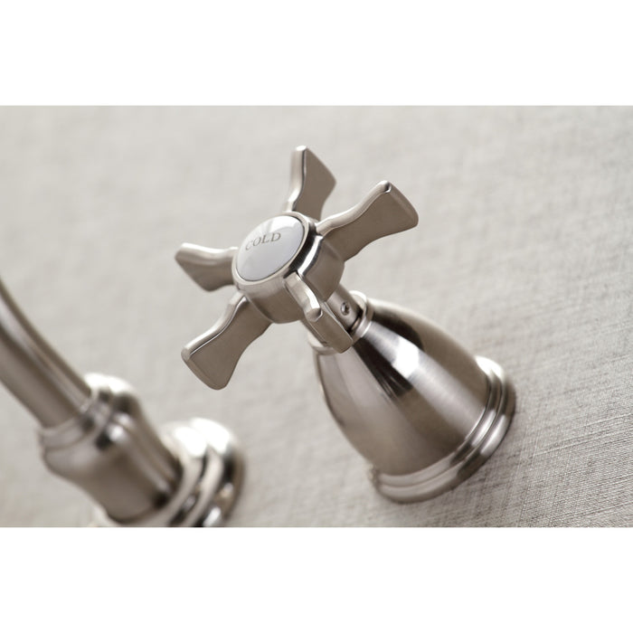 Kingston Heirloom KS3028NX - Hamilton Two-Handle 3-Hole Wall Mount Tub Faucet, Brushed Nickel