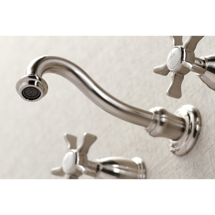 Kingston Heirloom KS3028NX - Hamilton Two-Handle 3-Hole Wall Mount Tub Faucet, Brushed Nickel