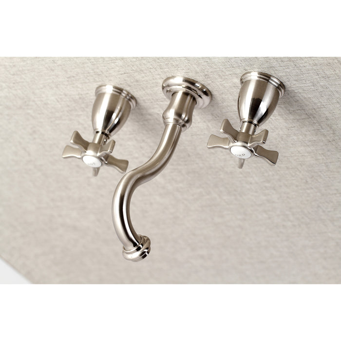Kingston Heirloom KS3028NX - Hamilton Two-Handle 3-Hole Wall Mount Tub Faucet, Brushed Nickel