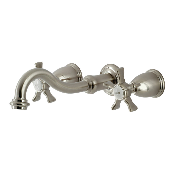 Kingston Heirloom KS3028NX - Hamilton Two-Handle 3-Hole Wall Mount Tub Faucet, Brushed Nickel