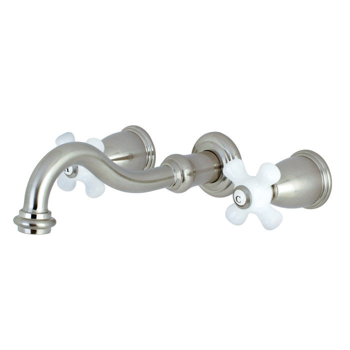 Kingston Heirloom KS3028PX - Restoration Two-Handle 3-Hole Wall Mount Tub Faucet, Brushed Nickel