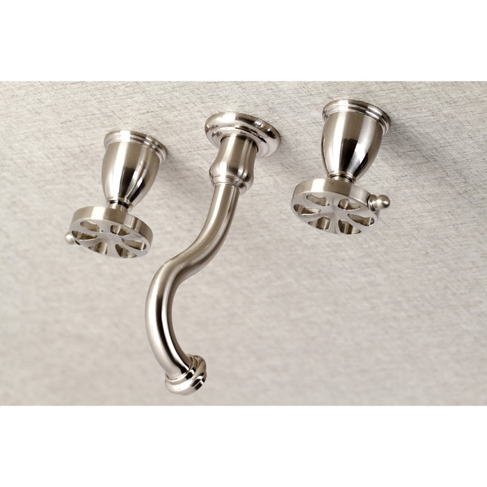 Kingston Tulare KS3028RX - Belknap Two-Handle 3-Hole Wall Mount Tub Faucet, Brushed Nickel