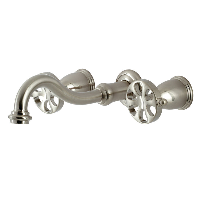 Kingston Tulare KS3028RX - Belknap Two-Handle 3-Hole Wall Mount Tub Faucet, Brushed Nickel