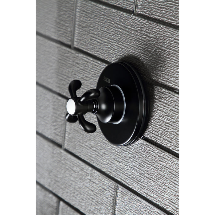 Kingston Heirloom KS3030TX - French Country Single-Handle Three-Way Diverter Valve with Round Trim Kit, Matte Black