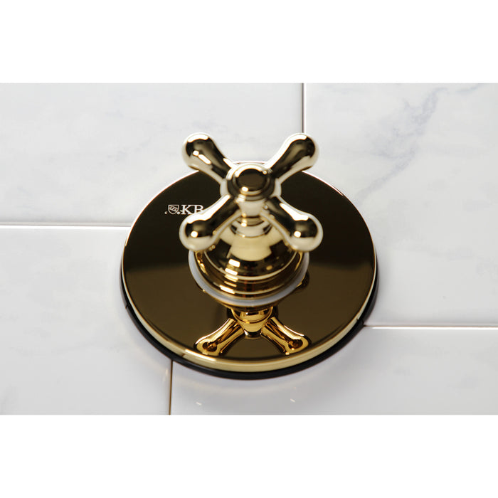 KS3032AX Single-Handle Three-Way Diverter Valve with Round Trim Kit, Polished Brass