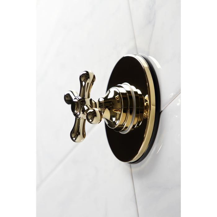 KS3032AX Single-Handle Three-Way Diverter Valve with Round Trim Kit, Polished Brass