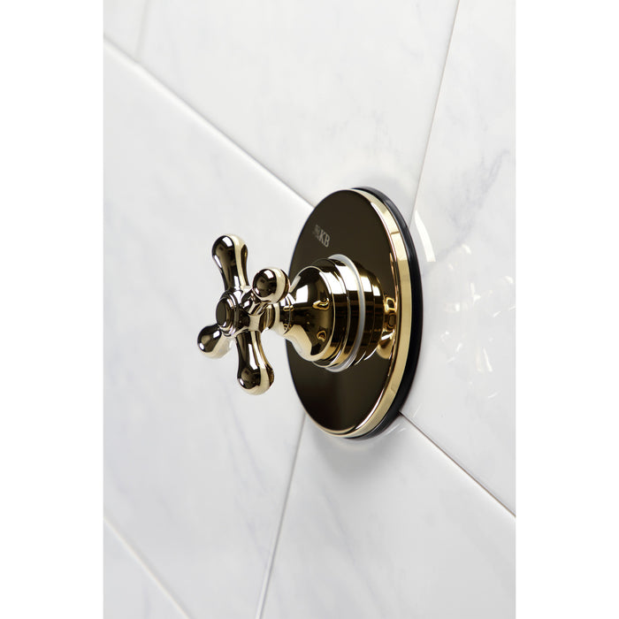 KS3032AX Single-Handle Three-Way Diverter Valve with Round Trim Kit, Polished Brass