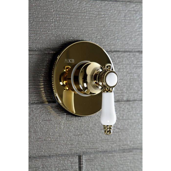 Kingston Heirloom KS3032BPL - Bel-Air Single-Handle Three-Way Diverter Valve with Round Trim Kit, Polished Brass