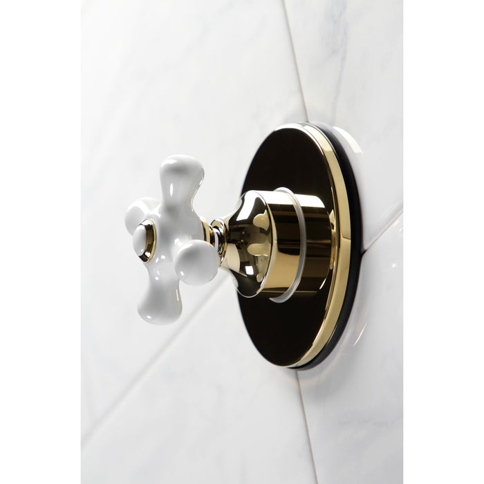 Kingston Heirloom KS3032PX - Restoration Single-Handle Three-Way Diverter Valve with Round Trim Kit, Polished Brass