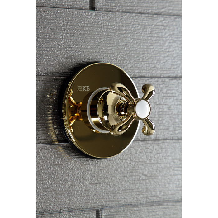 Kingston Heirloom KS3032TX - French Country Single-Handle Three-Way Diverter Valve with Round Trim Kit, Polished Brass