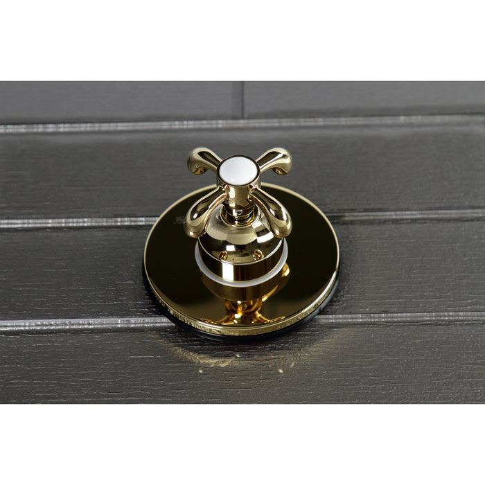 Kingston Heirloom KS3032TX - French Country Single-Handle Three-Way Diverter Valve with Round Trim Kit, Polished Brass