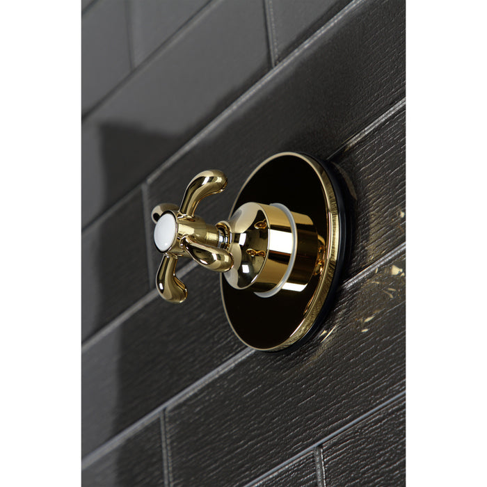 Kingston Heirloom KS3032TX - French Country Single-Handle Three-Way Diverter Valve with Round Trim Kit, Polished Brass