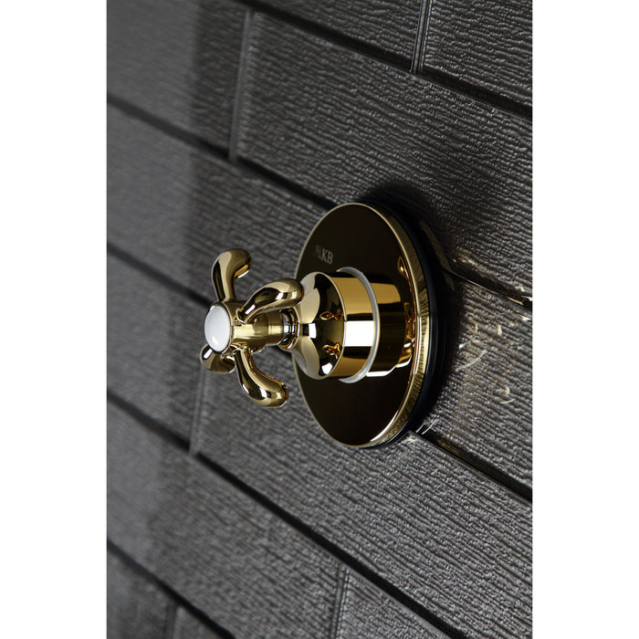 Kingston Heirloom KS3032TX - French Country Single-Handle Three-Way Diverter Valve with Round Trim Kit, Polished Brass