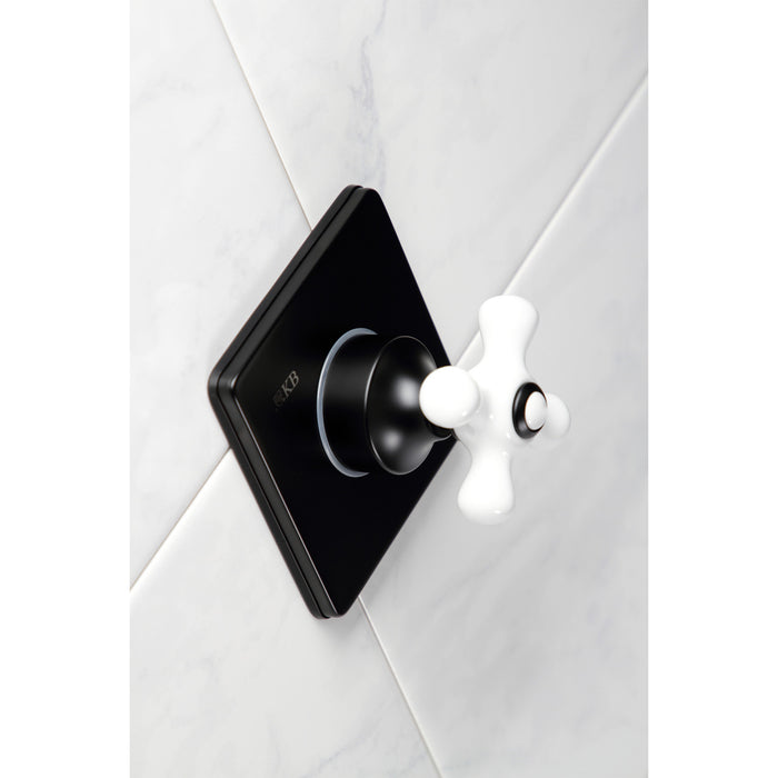 Kingston Heirloom KS3040PX - Restoration Single-Handle Three-Way Diverter Valve with Square Trim Kit, Matte Black