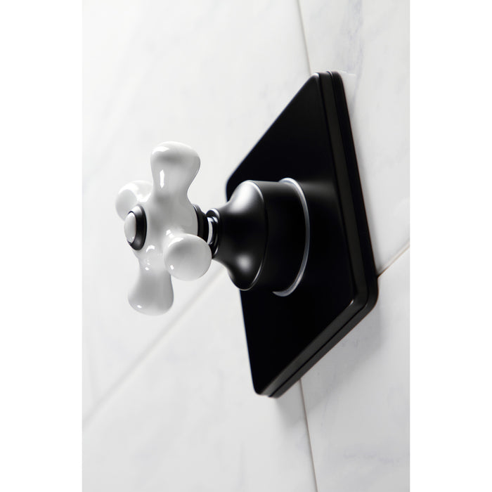 Kingston Heirloom KS3040PX - Restoration Single-Handle Three-Way Diverter Valve with Square Trim Kit, Matte Black