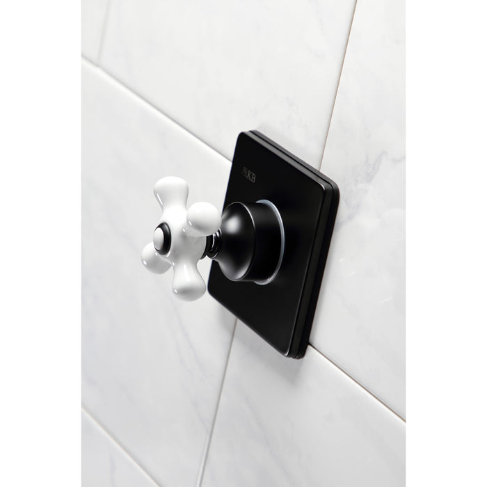 Kingston Heirloom KS3040PX - Restoration Single-Handle Three-Way Diverter Valve with Square Trim Kit, Matte Black