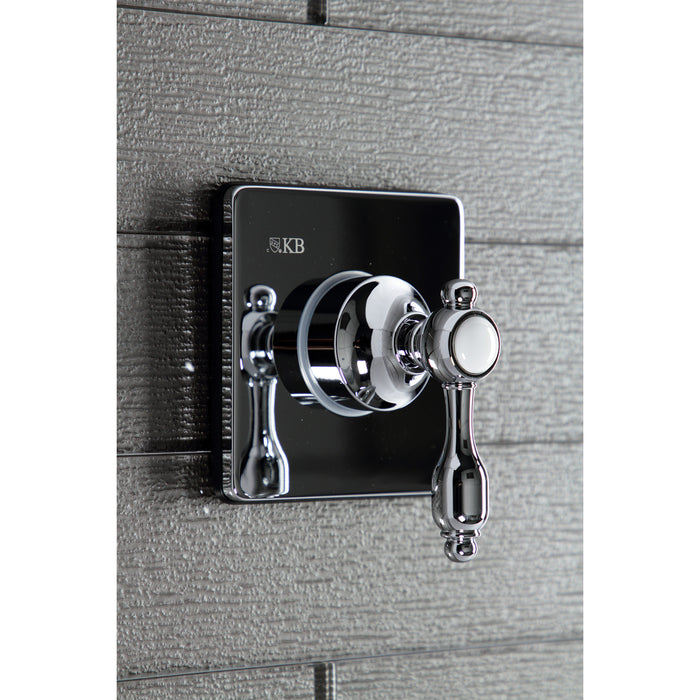 Kingston Heirloom KS3041TAL - Tudor Single-Handle Three-Way Diverter Valve with Square Trim Kit, Polished Chrome