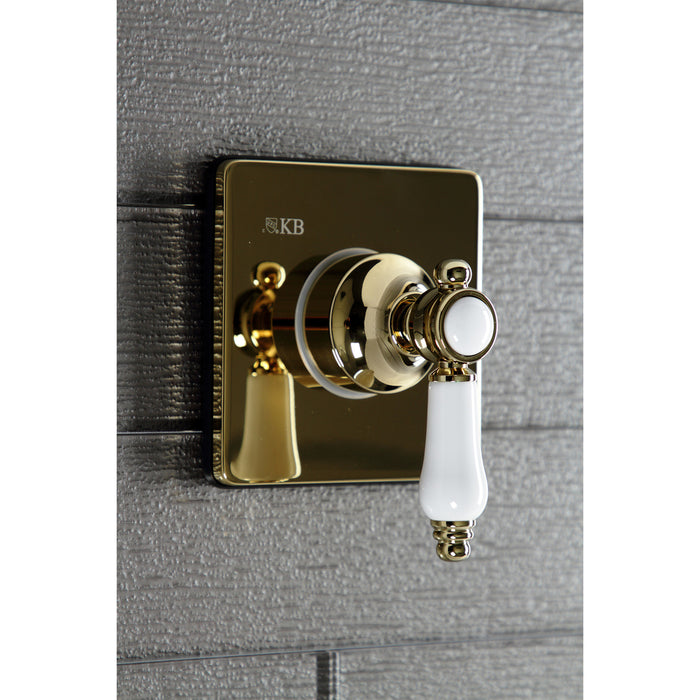 Kingston Heirloom KS3042BPL - Bel-Air Single-Handle Three-Way Diverter Valve with Square Trim Kit, Polished Brass