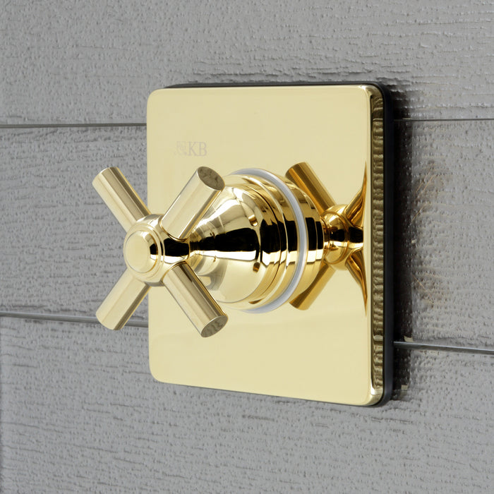 Kingston Tulare KS3042EX - Elinvar Single-Handle Three-Way Diverter Valve with Square Trim Kit, Polished Brass