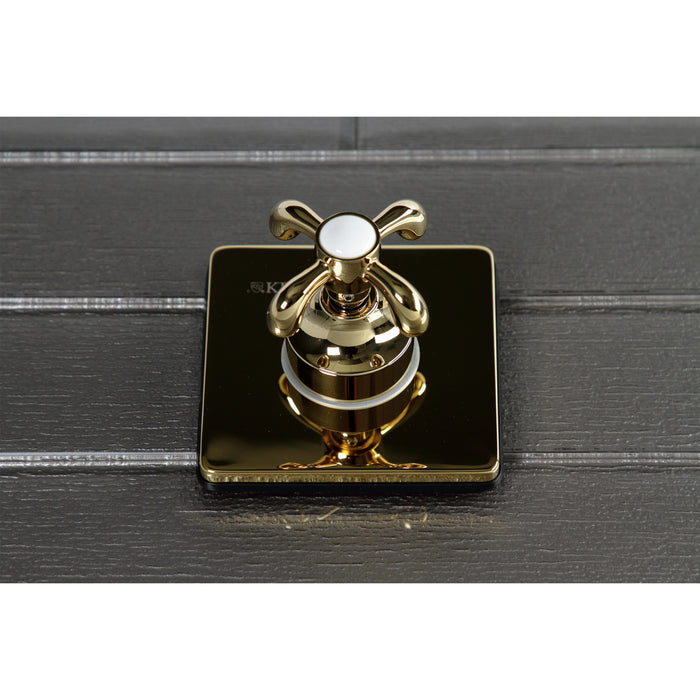 Kingston Heirloom KS3042TX - French Country Single-Handle Three-Way Diverter Valve with Square Trim Kit, Polished Brass