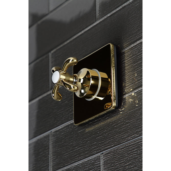 Kingston Heirloom KS3042TX - French Country Single-Handle Three-Way Diverter Valve with Square Trim Kit, Polished Brass
