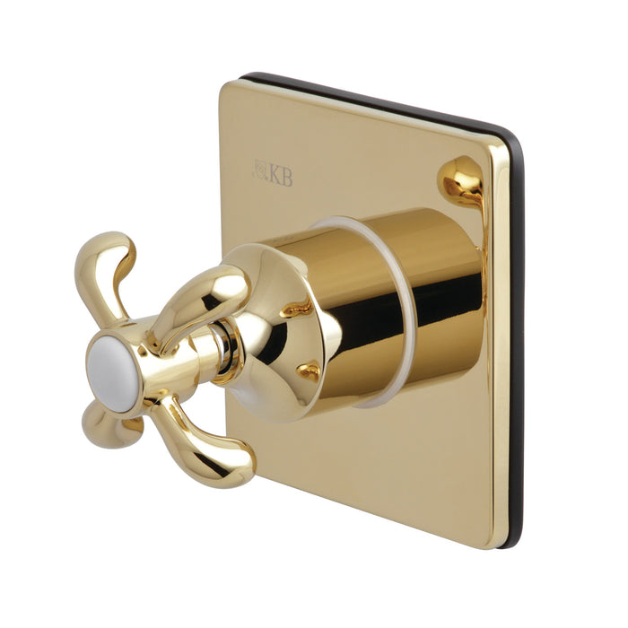 Kingston Heirloom KS3042TX - French Country Single-Handle Three-Way Diverter Valve with Square Trim Kit, Polished Brass