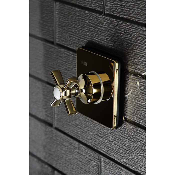 Kingston Tulare KS3042ZX - Millennium Single-Handle Three-Way Diverter Valve with Square Trim Kit, Polished Brass