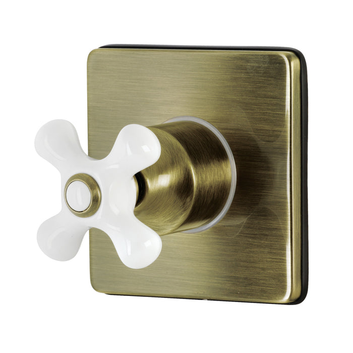 Kingston Heirloom KS3043PX - Restoration Single-Handle Three-Way Diverter Valve with Square Trim Kit, Antique Brass