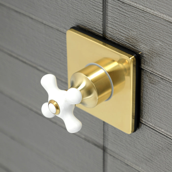 Kingston Heirloom KS3047PX - Restoration Single-Handle Three-Way Diverter Valve with Square Trim Kit, Brushed Brass