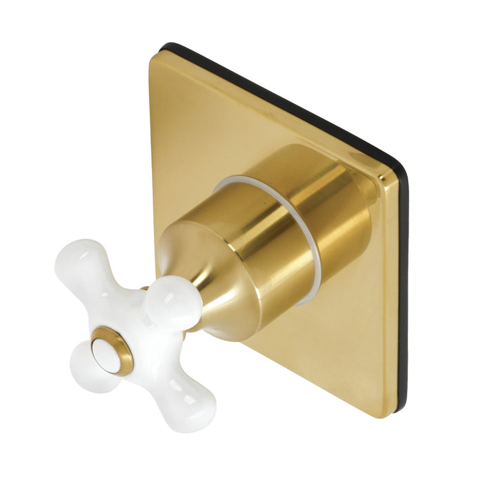 Kingston Heirloom KS3047PX - Restoration Single-Handle Three-Way Diverter Valve with Square Trim Kit, Brushed Brass