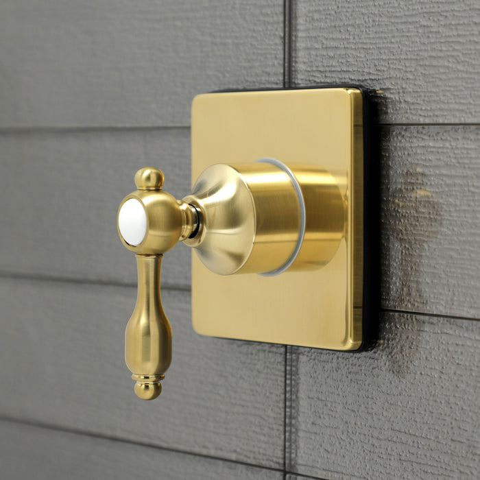 Kingston Heirloom KS3047TAL - Tudor Single-Handle Three-Way Diverter Valve with Square Trim Kit, Brushed Brass